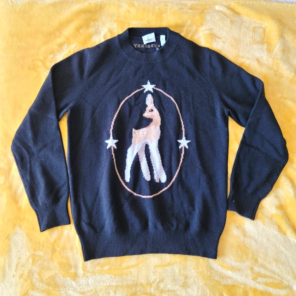 Burberry Wool-Blend Deer Motif Sweater Size Small